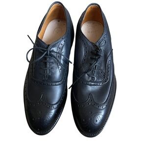 Alden Wingtip Oxford Dress Shoes Leather Black‎ Brogue Perforated 7.5